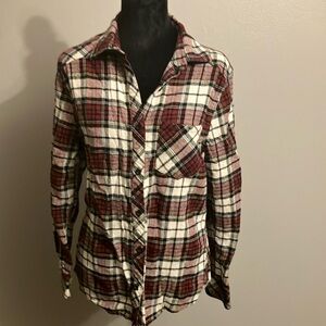 FINAL PRICE! Juniors Ci Sono Plaid Flannel Button Up Top with Elbow Patches